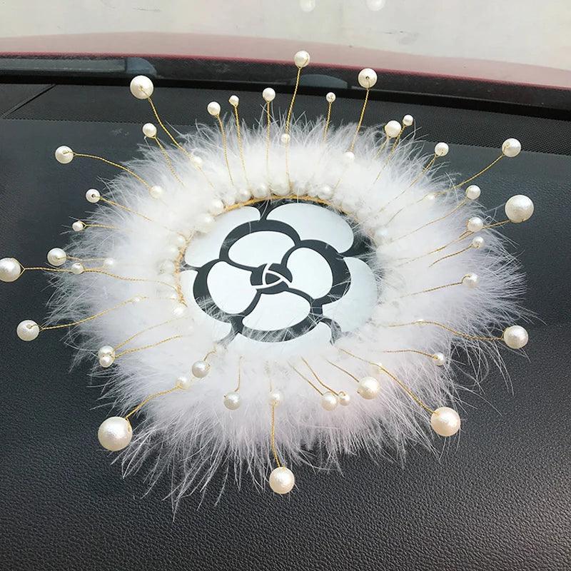 Luxury Pearl Beaded Anti-Slip Dashboard Mat Silicone Car Phone Holder