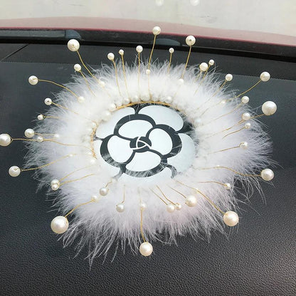 Luxury Pearl Beaded Anti-Slip Dashboard Mat Silicone Car Phone Holder