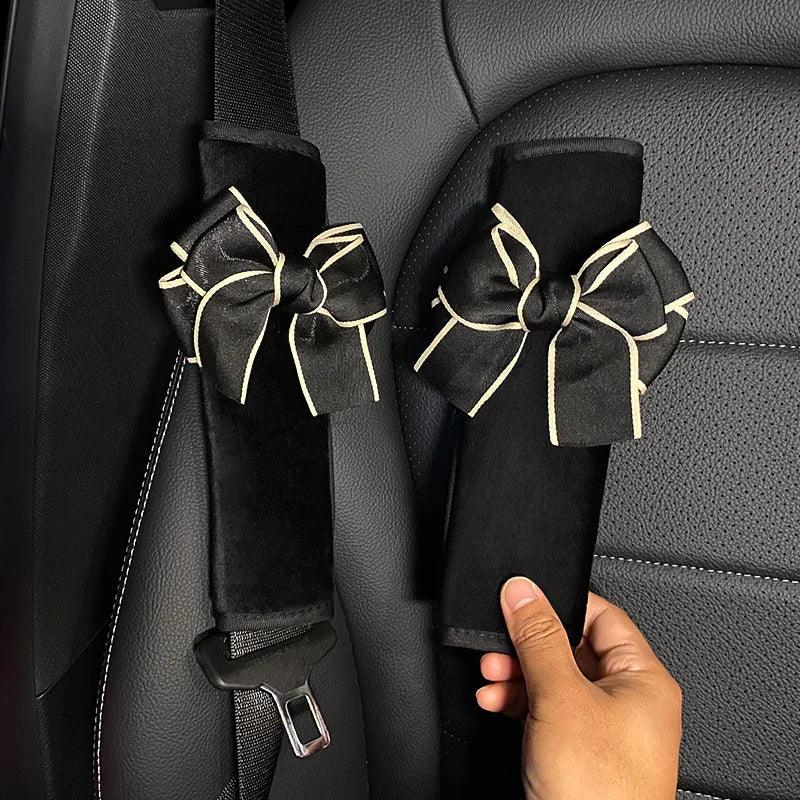 Bowknot Car Seat Neck Pillow & Waist Support Set - Universal Auto