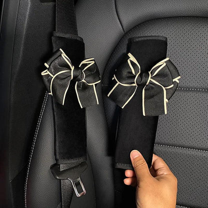 Bowknot Car Seat Neck Pillow & Waist Support Set - Universal Auto
