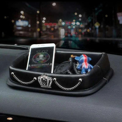 PU Leather Dashboard Console Organizer Storage Box Phone Keys Coin