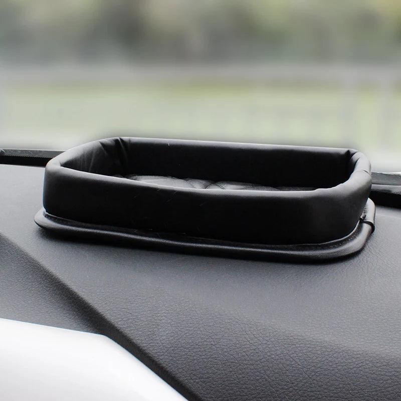 PU Leather Dashboard Console Organizer Storage Box Phone Keys Coin