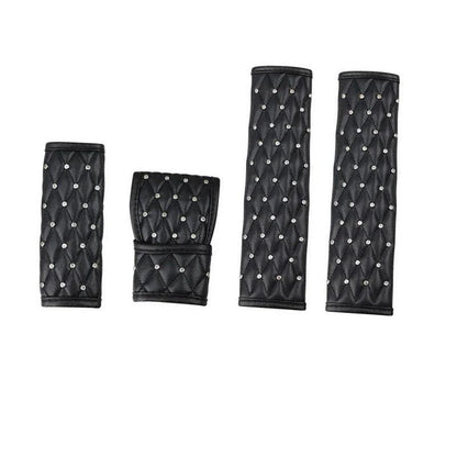 Crystal Diamond Car Seat Belt Cover & Hand Brake Gear Cover Set