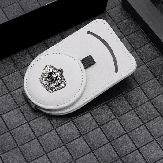 Genuine Leather Car Sun Visor Sunglasses Holder with Card Clamp