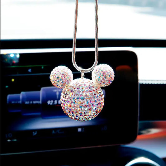 Rhinestone Crystal Ball Car Pendant Cute Animal Bling Car Mirror Hang