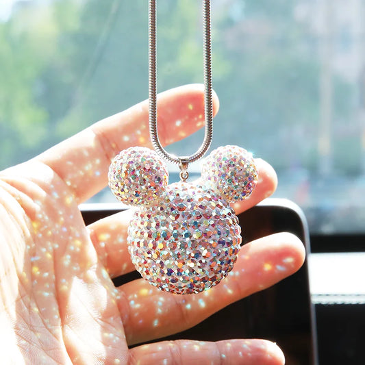 Rhinestone Crystal Ball Car Pendant Cute Animal Bling Car Mirror Hang