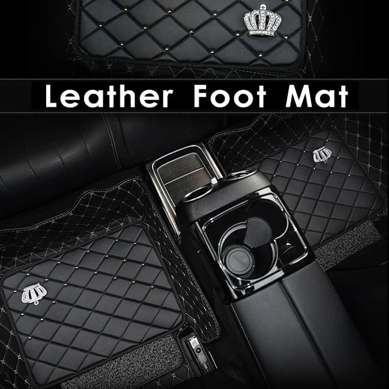 Crown Rivet Universal Leather Car Floor Mats Anti-Slip Protector