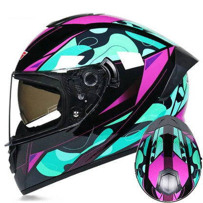 Full Face Motorcycle Racing Helmet – Winter Warm Double Visor Sports Helmet for Motorbike Riders - 1 / S