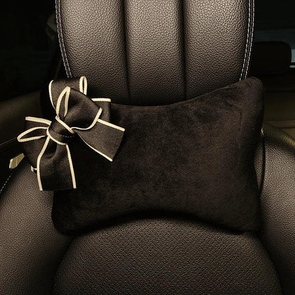 Bowknot Car Seat Neck Pillow & Waist Support Set - Universal Auto