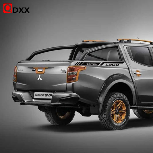 Mitsubishi L200 Triton Rear Tail Box Decals – 3D Vinyl Sport Stripes Pickup Truck Stickers - Glossy Gray