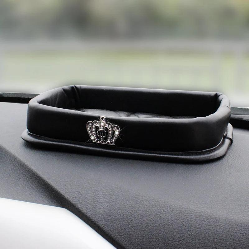 PU Leather Dashboard Console Organizer Storage Box Phone Keys Coin