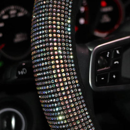 38cm Rhinestone Steering Wheel Cover O-Type Diamond Bling M Size