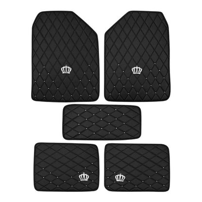 Crown Rivet Universal Leather Car Floor Mats Anti-Slip Protector