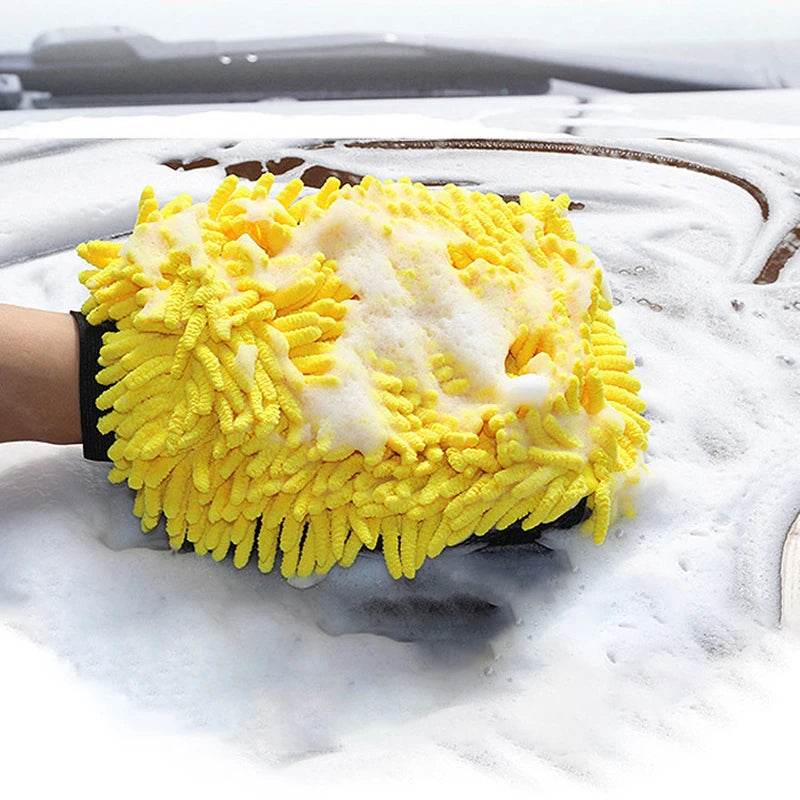 Large Microfiber Car Wash Glove - Yellow