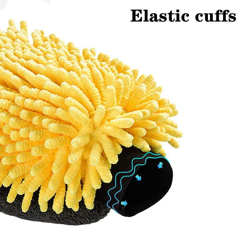 Large Microfiber Car Wash Glove - Yellow