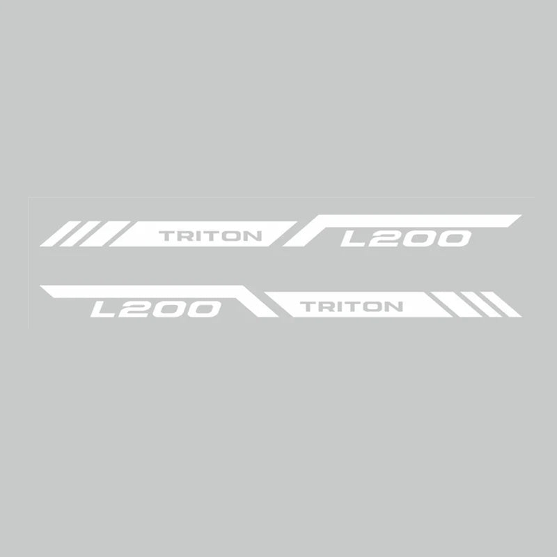 Mitsubishi L200 Triton Rear Tail Box Decals – 3D Vinyl Sport Stripes Pickup Truck Stickers - Glossy Gray