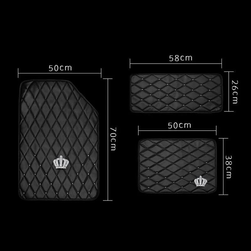 Crown Rivet Universal Leather Car Floor Mats Anti-Slip Protector
