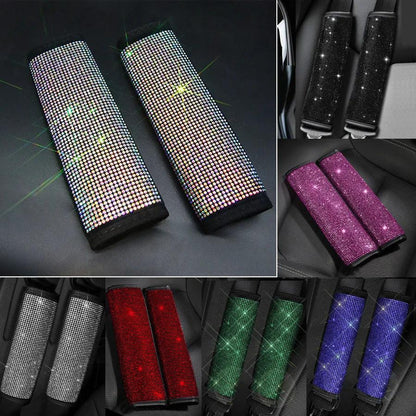 Crystal Rhinestone Seat Belt Covers 2-Pack Diamond Shoulder Pads