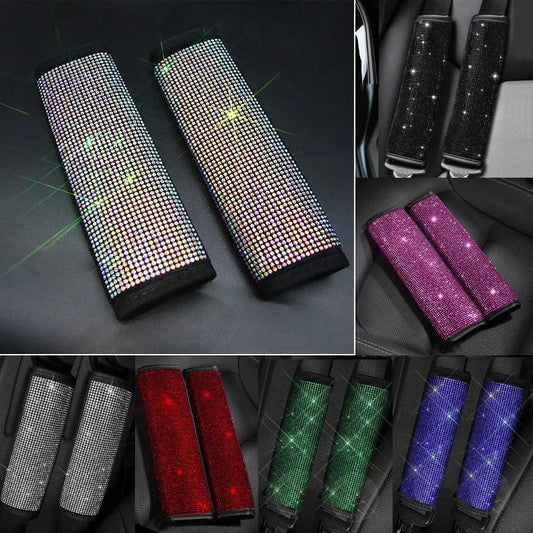 Crystal Rhinestone Seat Belt Covers 2-Pack Diamond Shoulder Pads