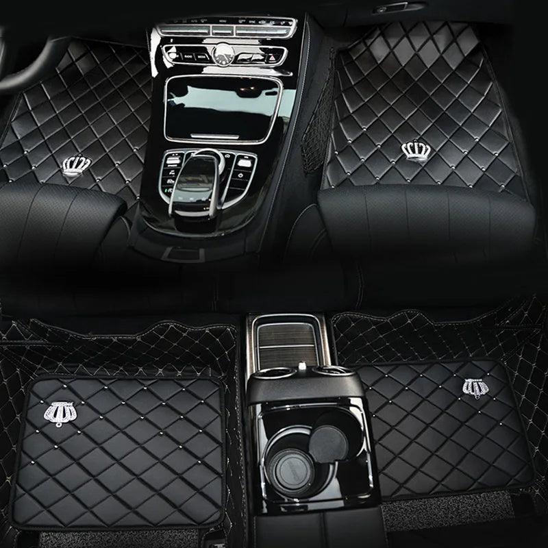 Crown Rivet Universal Leather Car Floor Mats Anti-Slip Protector