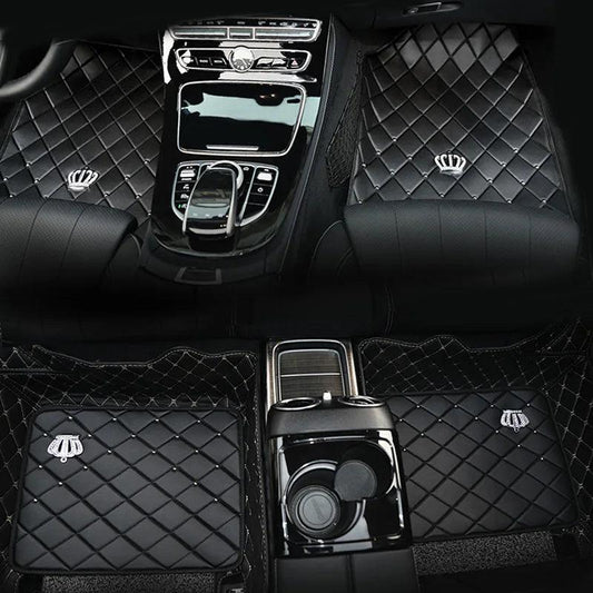 Crown Rivet Universal Leather Car Floor Mats Anti-Slip Protector
