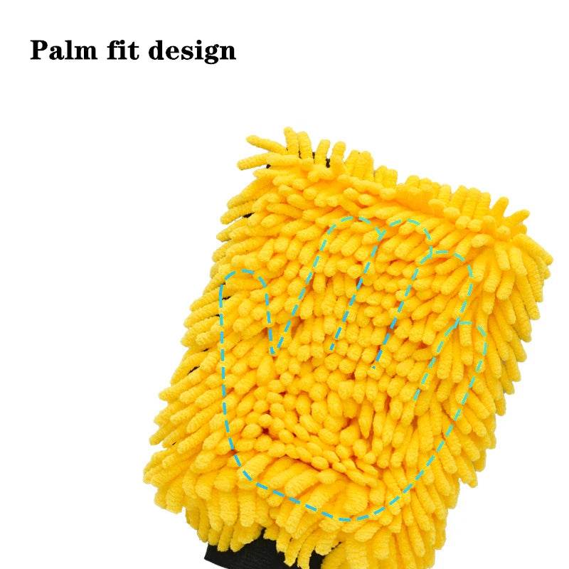 Large Microfiber Car Wash Glove - Yellow