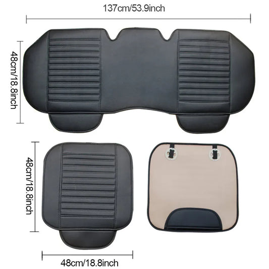 Car Seat Cover | PU Leather Universal, Anti-Slip, Waterproof & Sweatproof Protector - Front Red line