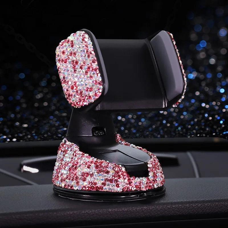 Crystal Rhinestone 360° Universal Car Phone Holder Dashboard Vent