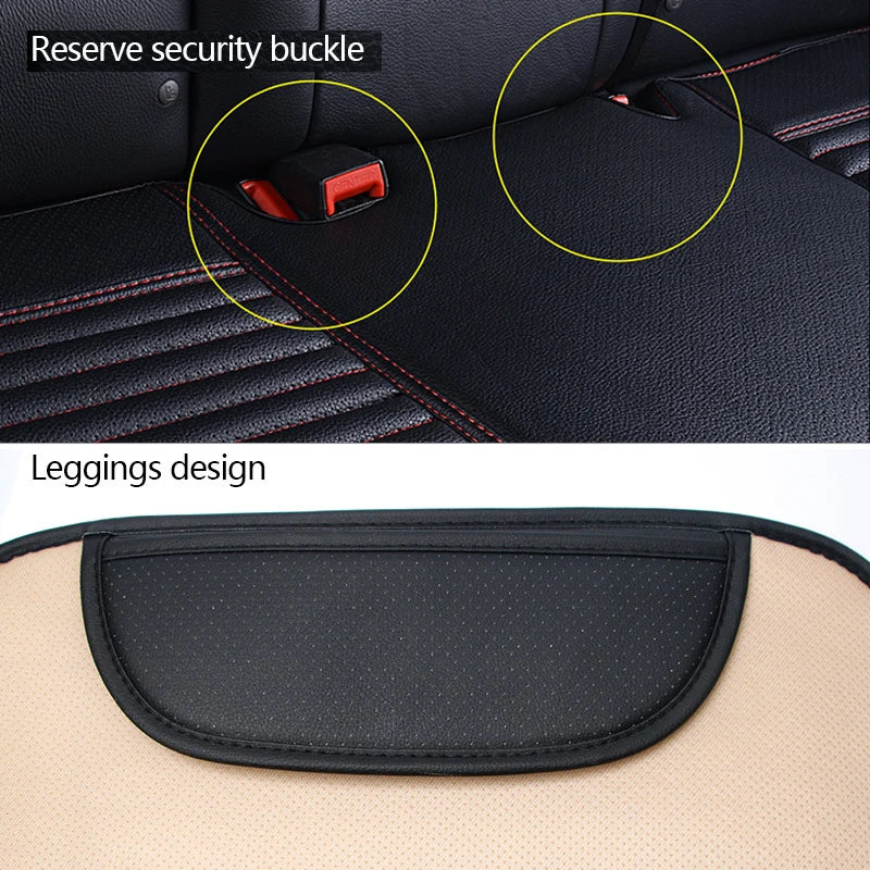 Car Seat Cover | PU Leather Universal, Anti-Slip, Waterproof & Sweatproof Protector - Front Red line