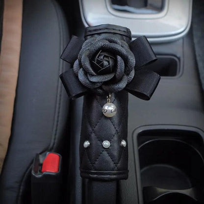 Pearl Camellia Flower Car Seat Belt Shoulder Pad Cover Women Auto