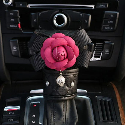 Pearl Camellia Flower Car Seat Belt Shoulder Pad Cover Women Auto