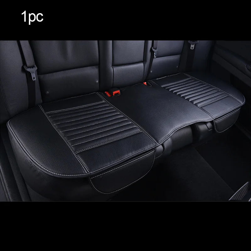 Car Seat Cover | PU Leather Universal, Anti-Slip, Waterproof & Sweatproof Protector - Rear White line