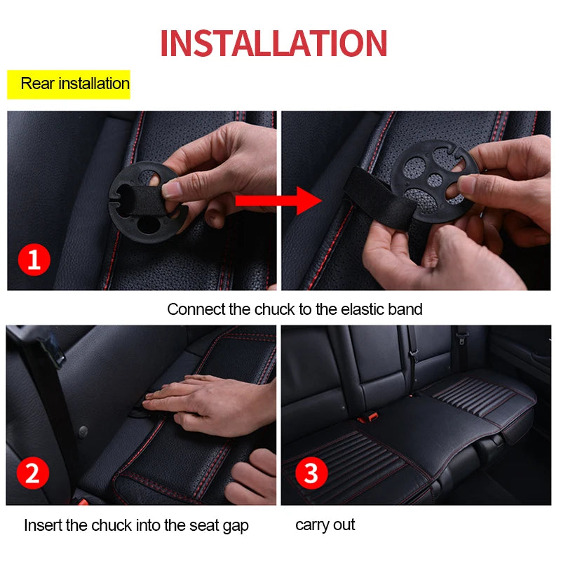 Car Seat Cover | PU Leather Universal, Anti-Slip, Waterproof & Sweatproof Protector - Front Red line