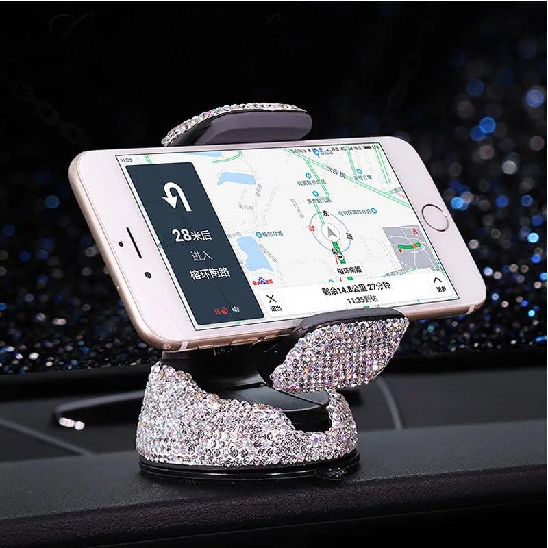 Crystal Rhinestone 360° Universal Car Phone Holder Dashboard Vent