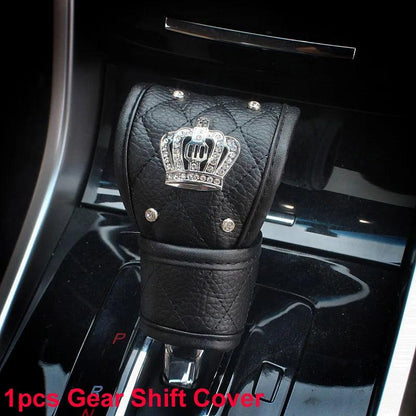 Diamond Crystal Car Seat Belt Pad + Gear Shifter Handbrake Cover Set