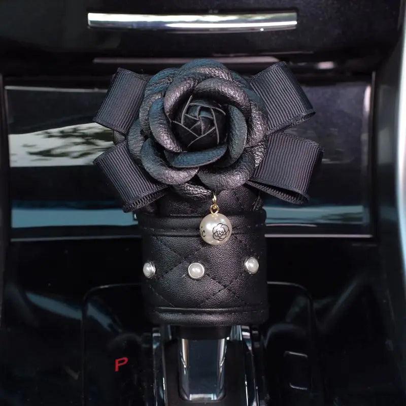 Pearl Camellia Flower Car Seat Belt Shoulder Pad Cover Women Auto