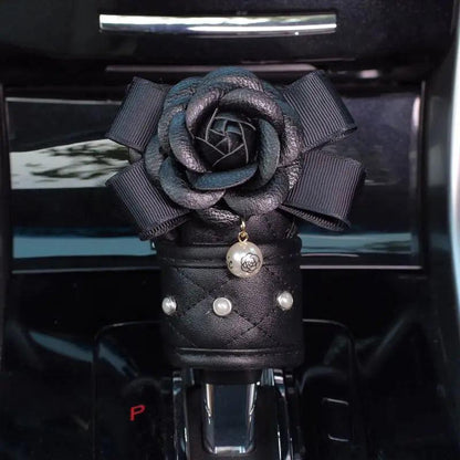 Pearl Camellia Flower Car Seat Belt Shoulder Pad Cover Women Auto