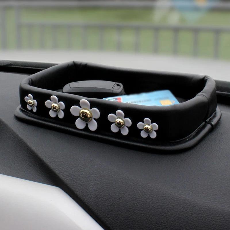 PU Leather Dashboard Console Organizer Storage Box Phone Keys Coin