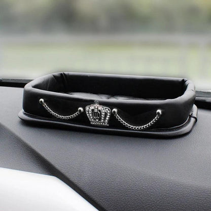 PU Leather Dashboard Console Organizer Storage Box Phone Keys Coin