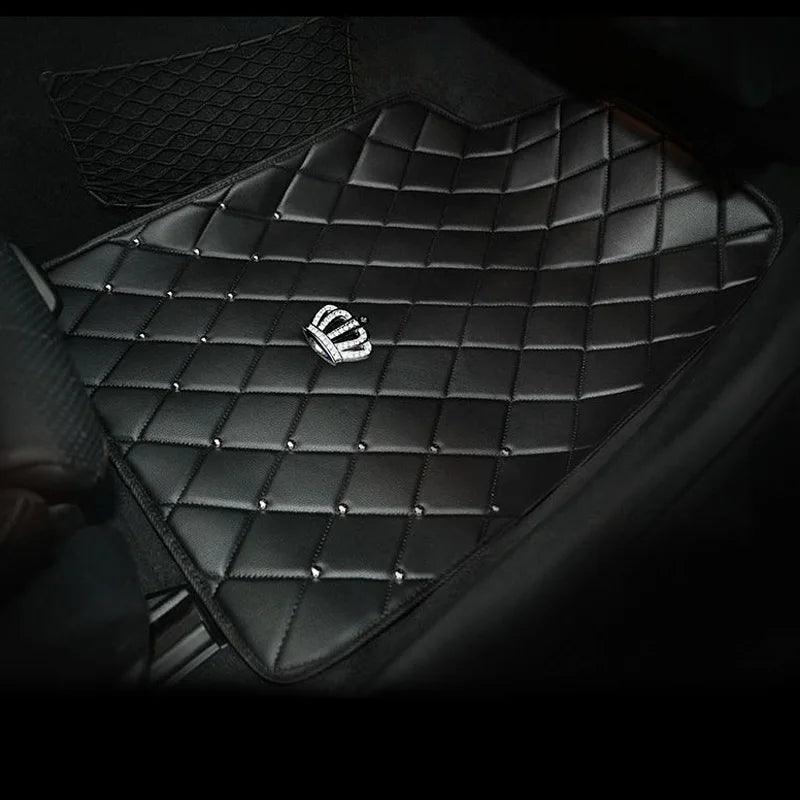 Crown Rivet Universal Leather Car Floor Mats Anti-Slip Protector