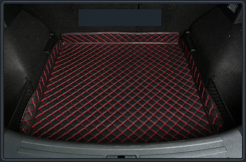 High quality Leather Car Trunk Mat Cargo Liner for MG ZS 2019 2020 2021 boot Car - Black Red Wire 1