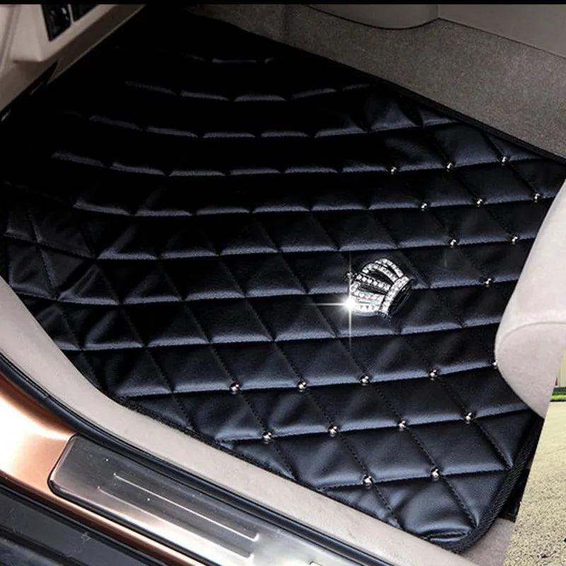 Crown Rivet Universal Leather Car Floor Mats Anti-Slip Protector