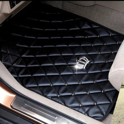 Crown Rivet Universal Leather Car Floor Mats Anti-Slip Protector
