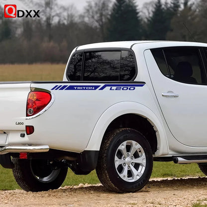Mitsubishi L200 Triton Rear Tail Box Decals – 3D Vinyl Sport Stripes Pickup Truck Stickers - Glossy Gray