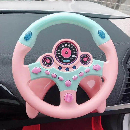 Steering Wheel Toy – Interactive Light & Sound Driving Simulation Toy - Pink