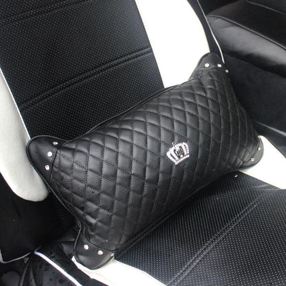 Rattrekk i PU-skinn Bling Rhinestone Krystall Krone Svart