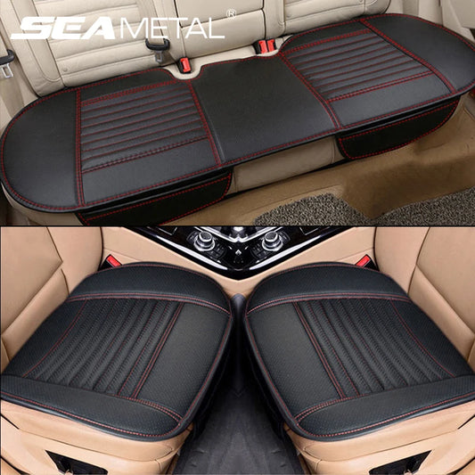 Car Seat Cover | PU Leather Universal, Anti-Slip, Waterproof & Sweatproof Protector - Front Red line