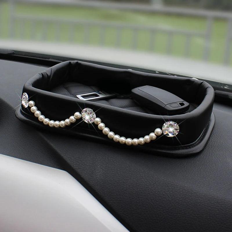 PU Leather Dashboard Console Organizer Storage Box Phone Keys Coin