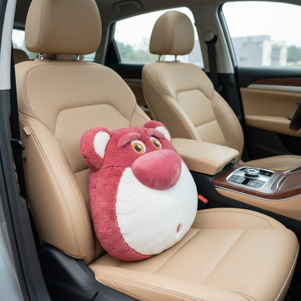 Strawberry Bear Car Headrest and Lumbar Pillow - Style B-Cushion