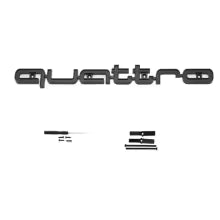 Audi Quattro Emblem | 3D ABS Front Grille Car Badge - Silver Black